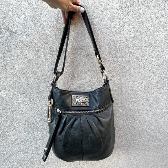 B.Makowsky “Jaimie” Black Pebble Leather  Convertible Shoulder/Crossbody Bag - Picture 2 of 12